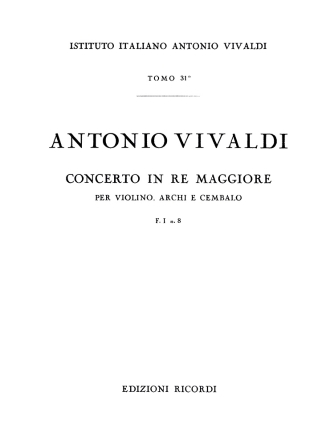 Product Cover for Concerto in D Major for Violin Strings and Basso Continuo RV231 Score Orchestra Softcover by Hal Leonard