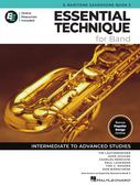 Cover for Essential Technique for Band – Eb Baritone Sax Book 3 with Online Resources : Essential Elements by Hal Leonard