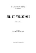 Cover for Krumpholtz Air Et Variations (zabaleta) Harp : Music Sales America by Hal Leonard