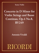 Cover for Concerto in D Minor for Violin Strings and Basso Continuo, Op.4 No.8, RV249 : String Solo by Hal Leonard